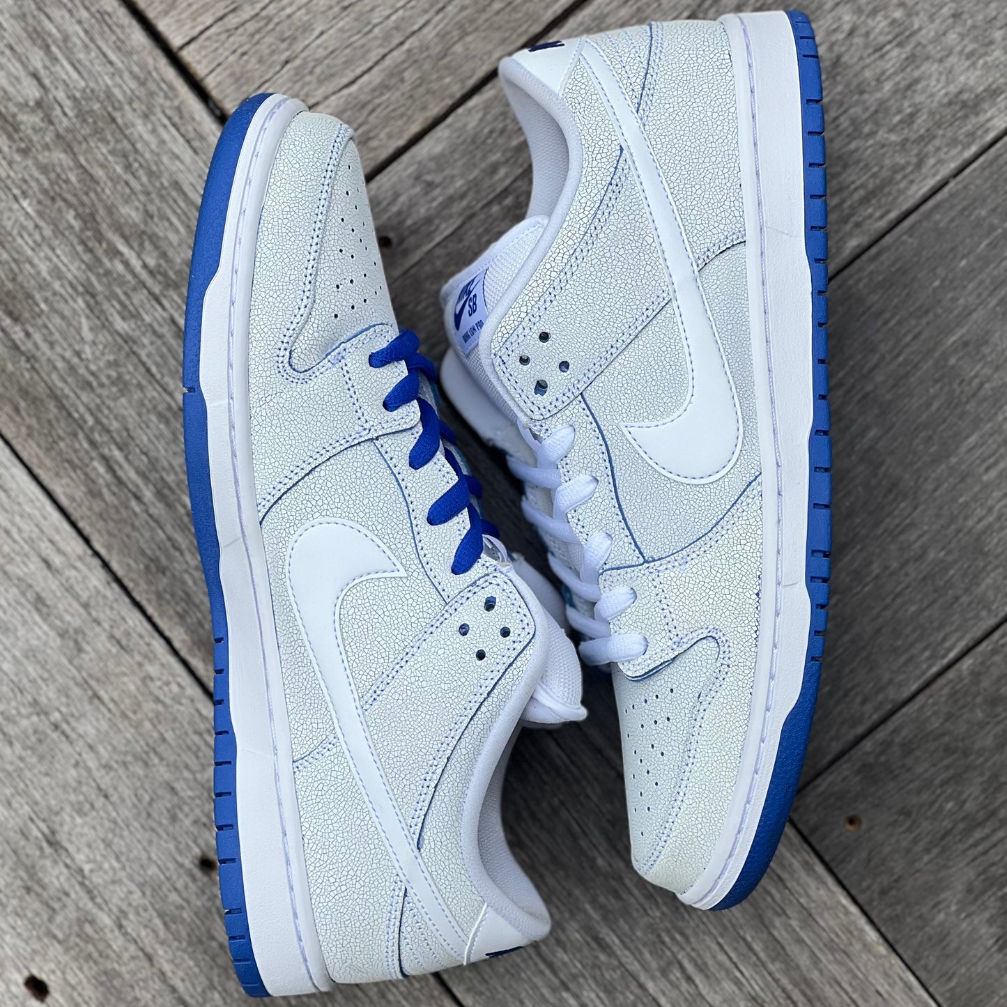 Nike SB Dunk Low White Porcelain Cracked Leather Size 13