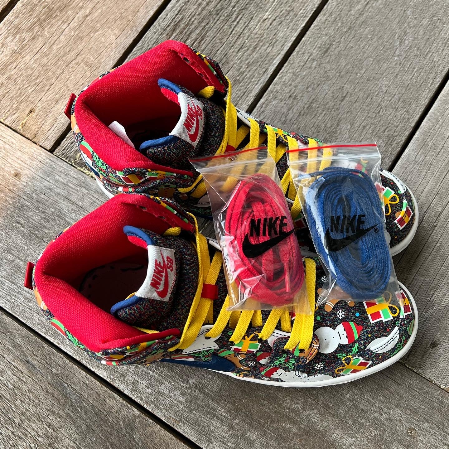 Nike SB Dunk High Ugly Christmas Sweater Blue Size 8.5