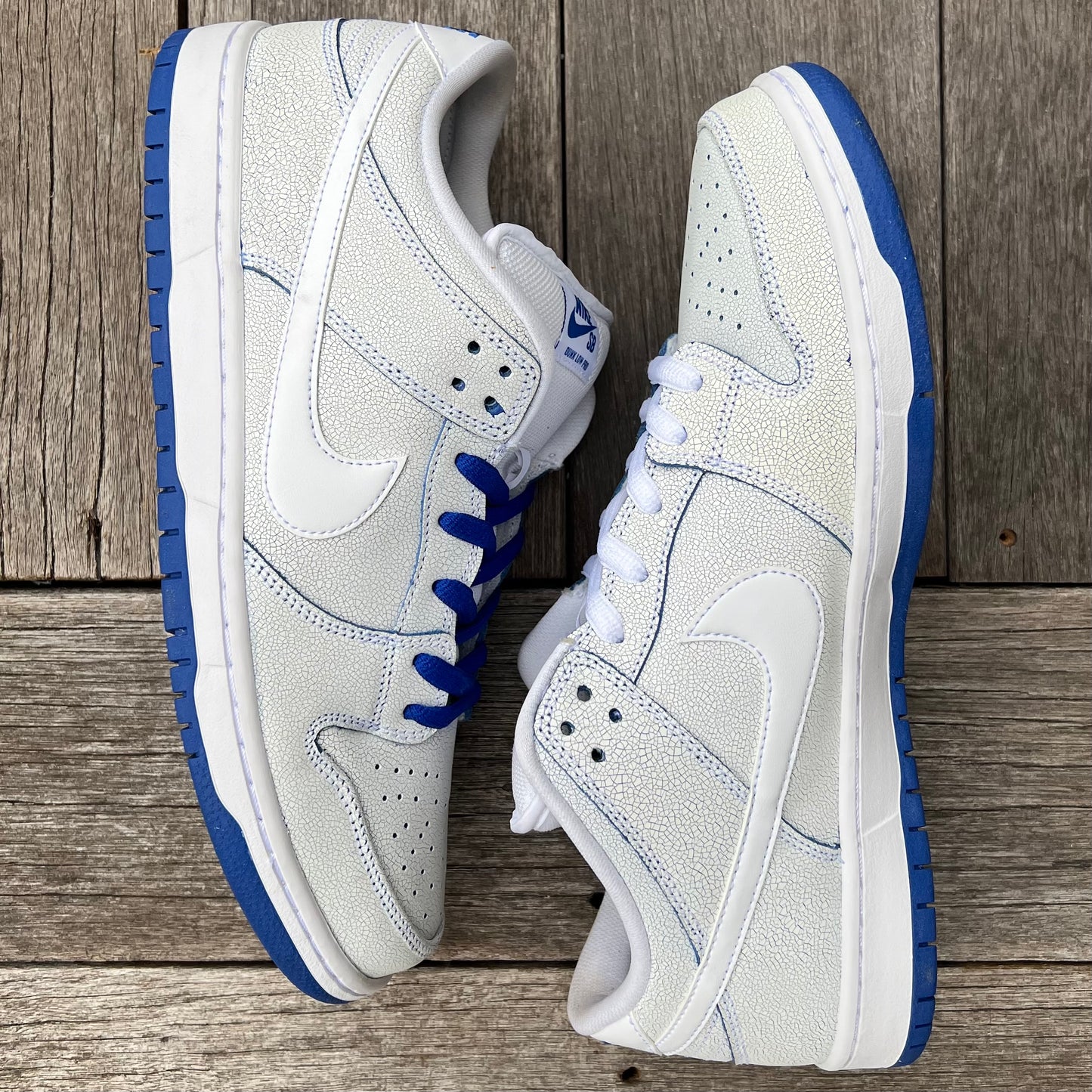 Nike SB Dunk Low White Porcelain Cracked Leather Size 13