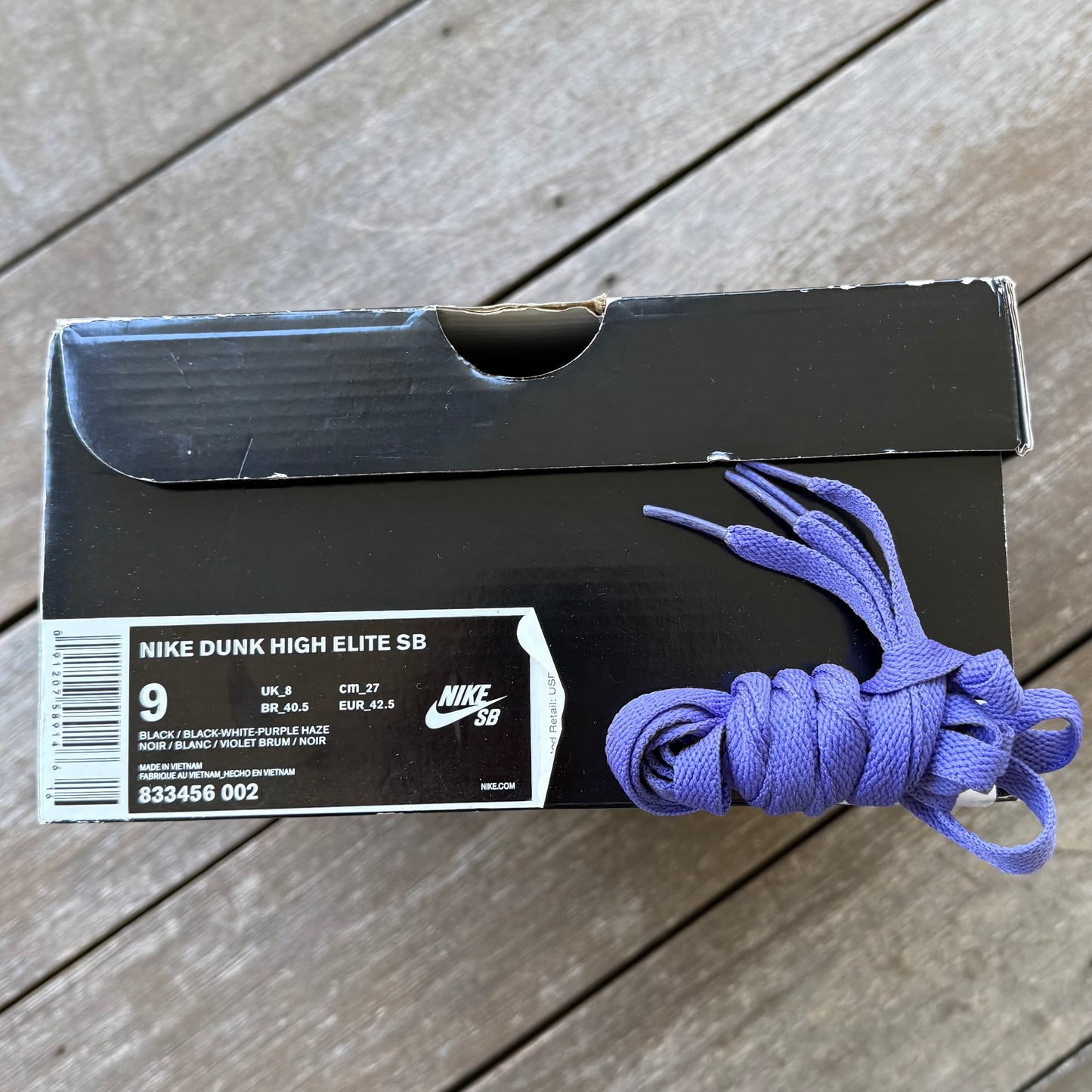 Nike SB Dunk High Black/Purple Box Size 9