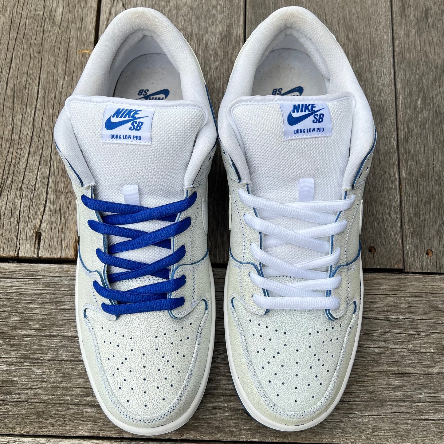 Nike SB Dunk Low White Porcelain Cracked Leather Size 13
