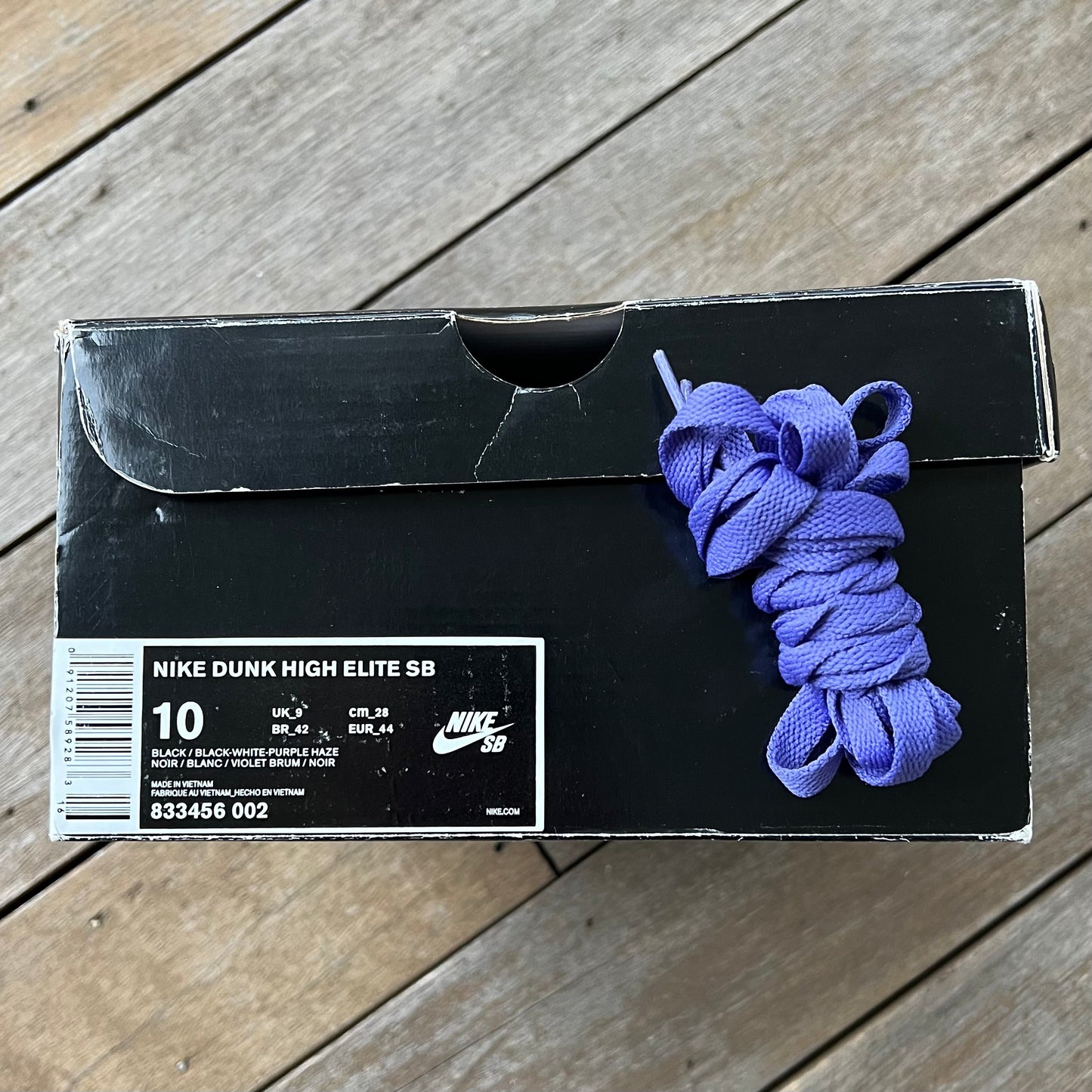 Nike SB Dunk High Black/Purple Box Size 10