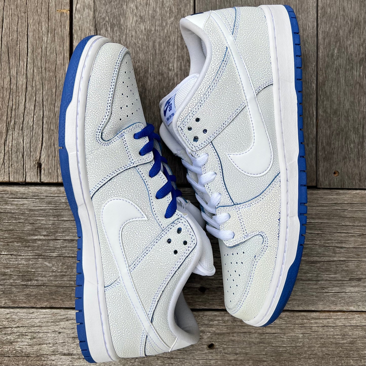 Nike SB Dunk Low White Porcelain Cracked Leather Size 13