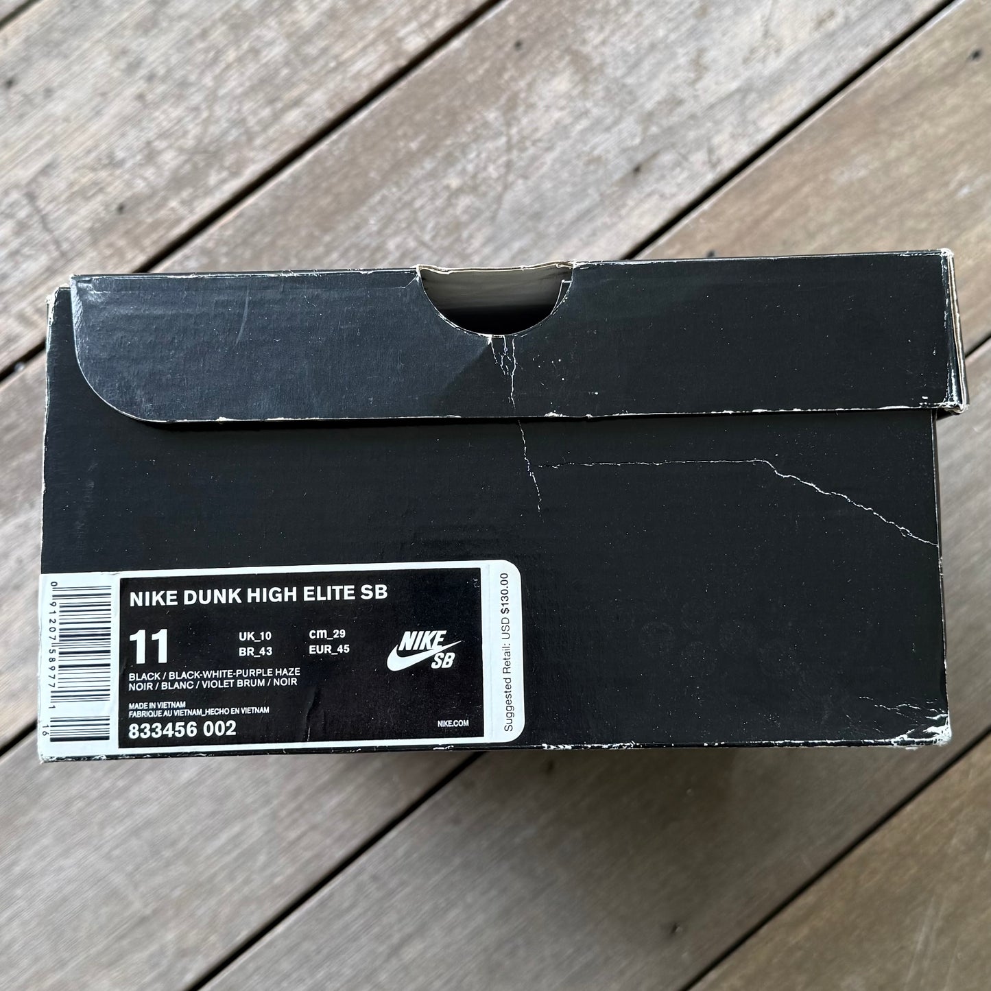Nike SB Dunk High Black/Purple Box Size 11