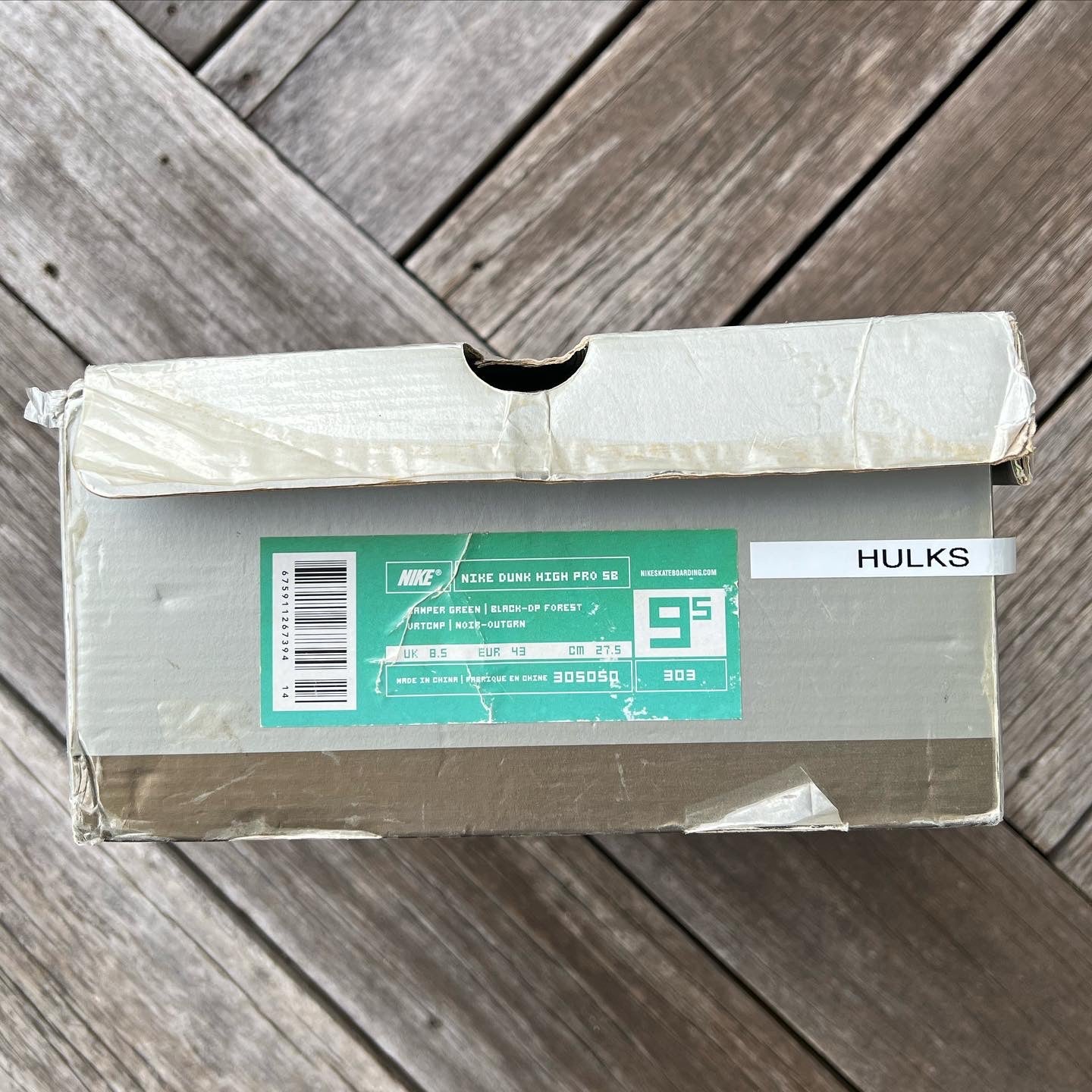 Nike SB Dunk High Hulk Size 9.5