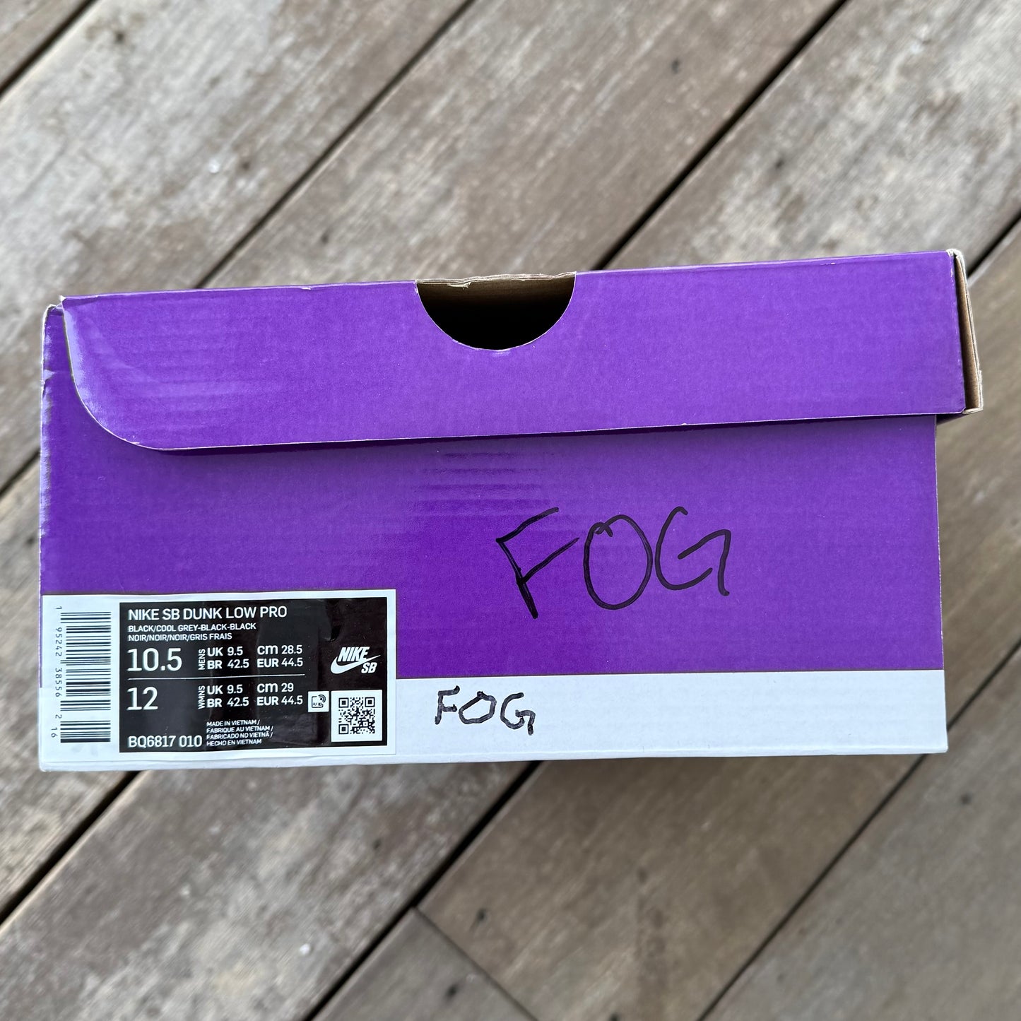 Nike SB Dunk Low Black Fog Size 10.5