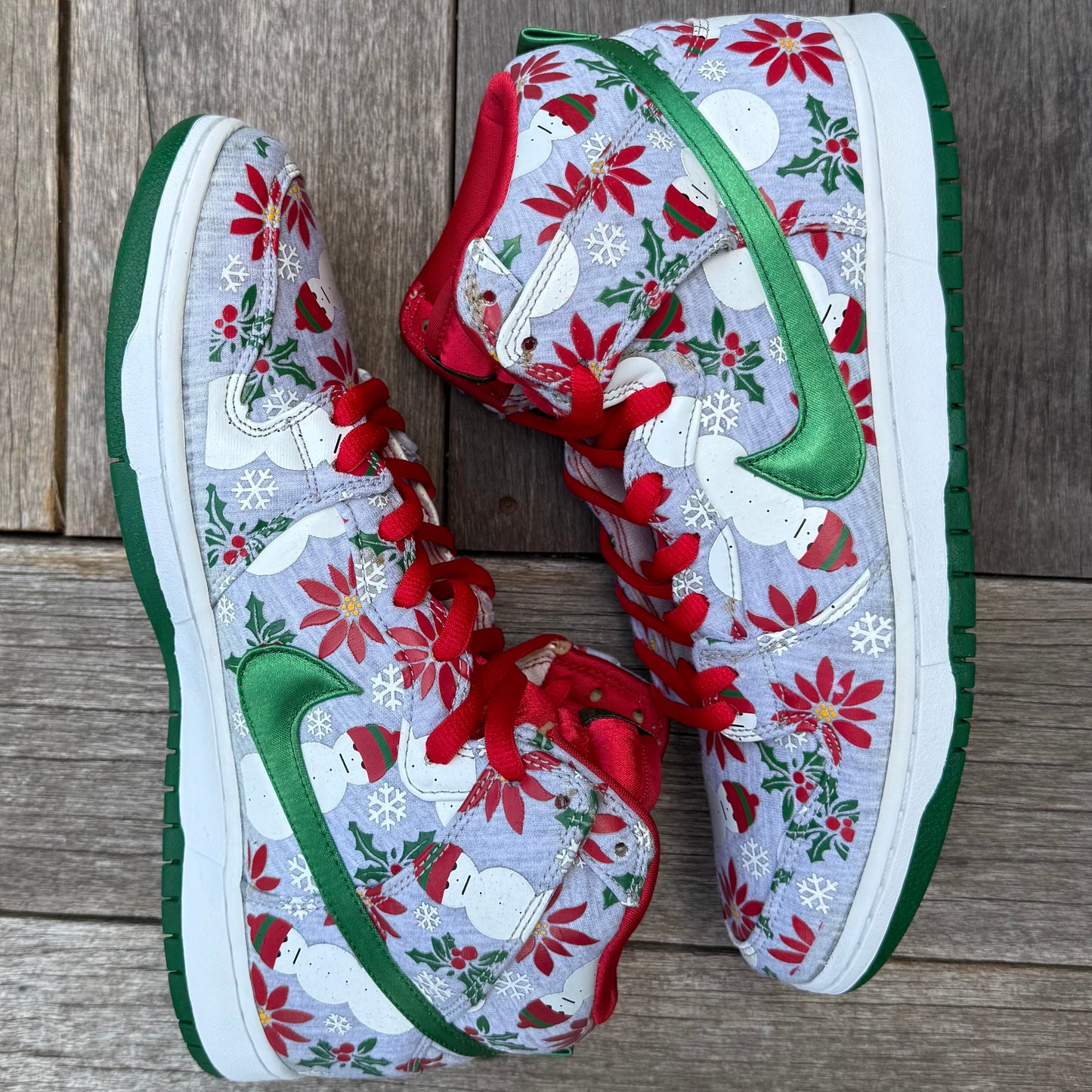 Nike SB Dunk High Ugly Christmas Sweater Grey Size 12