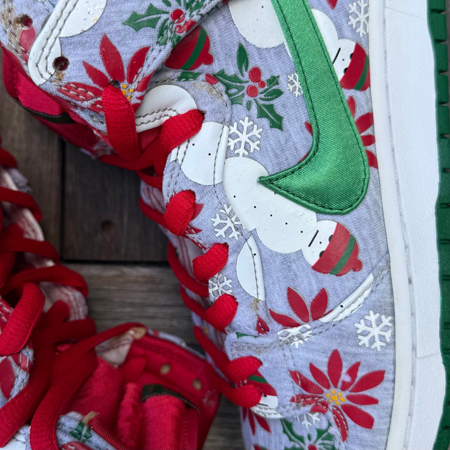 Nike SB Dunk High Ugly Christmas Sweater Grey Size 12