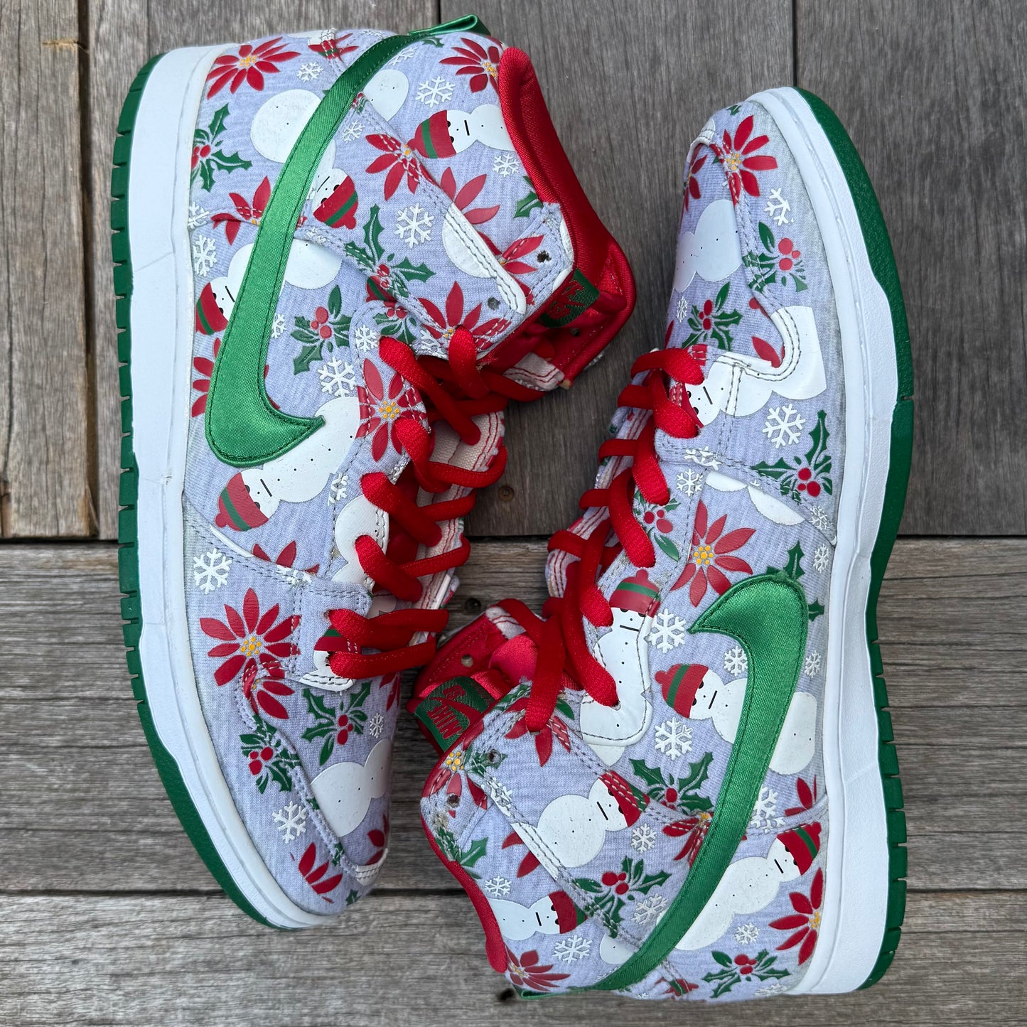Nike SB Dunk High Ugly Christmas Sweater Grey Size 12