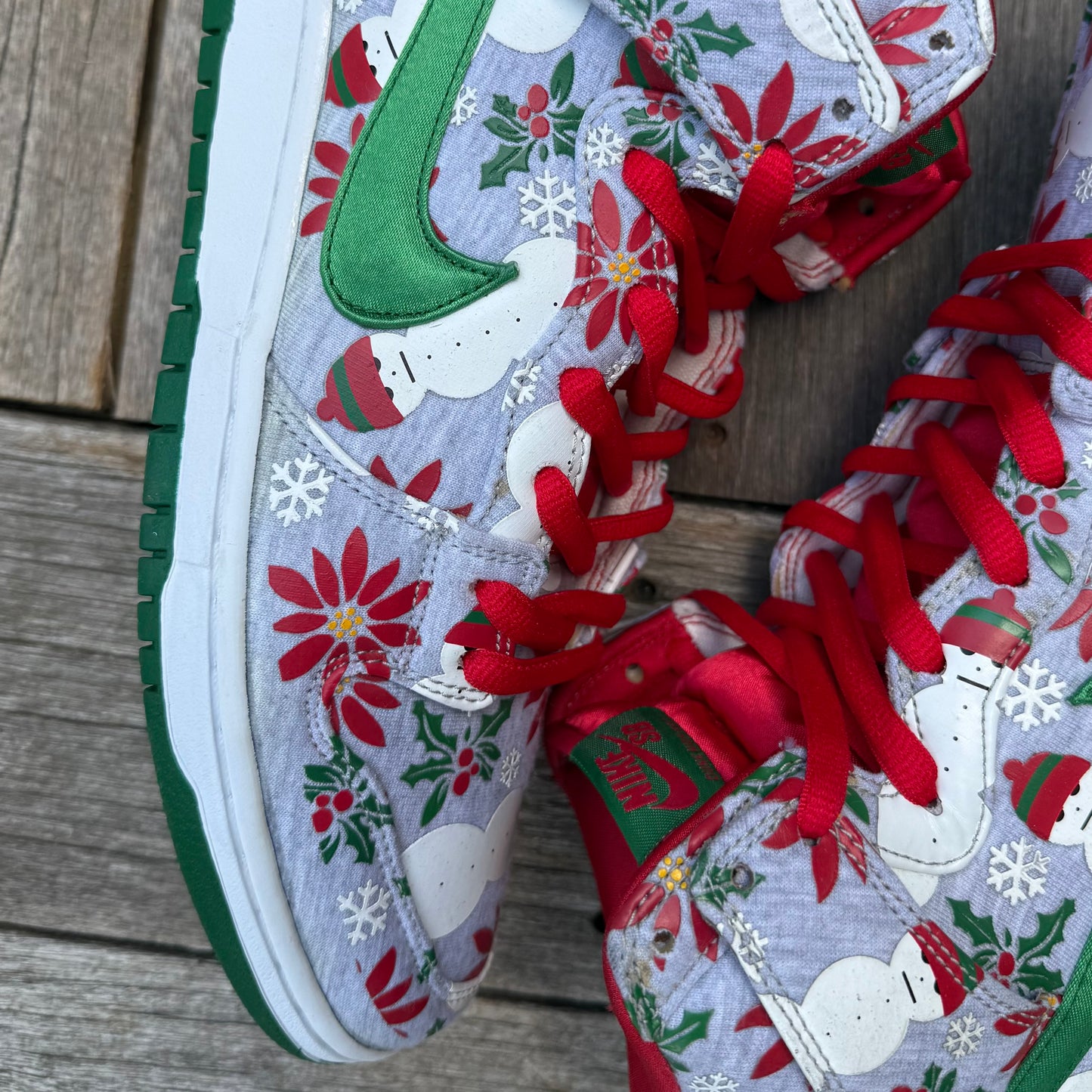 Nike SB Dunk High Ugly Christmas Sweater Grey Size 12