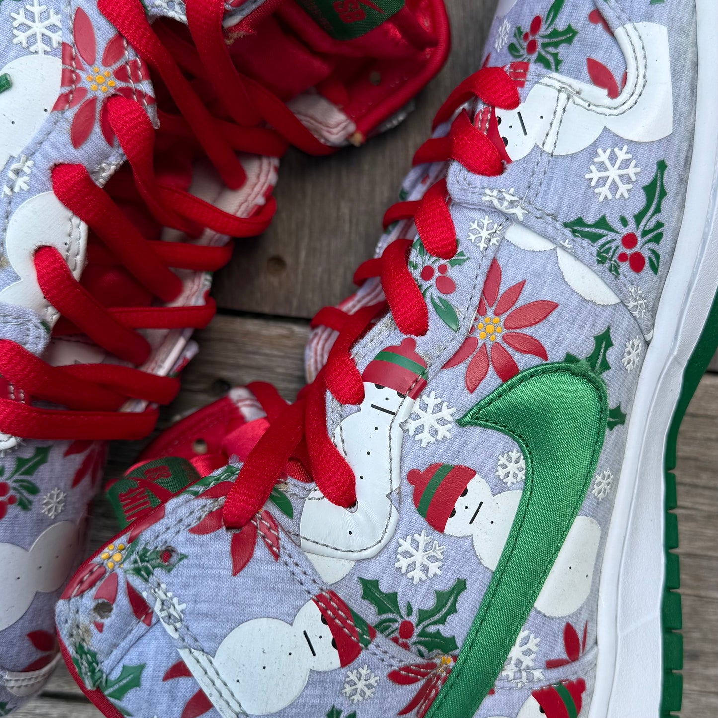 Nike SB Dunk High Ugly Christmas Sweater Grey Size 12