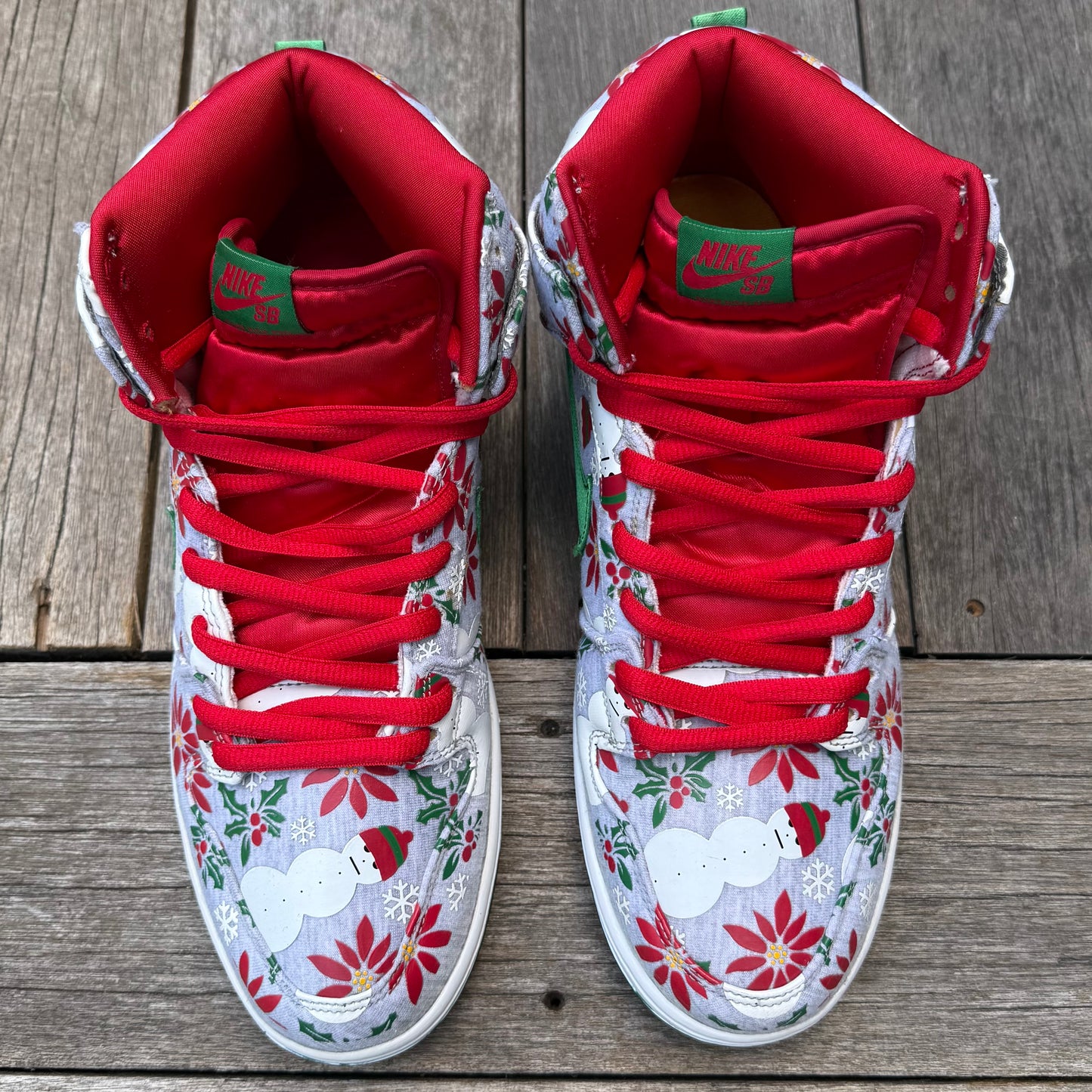 Nike SB Dunk High Ugly Christmas Sweater Grey Size 12