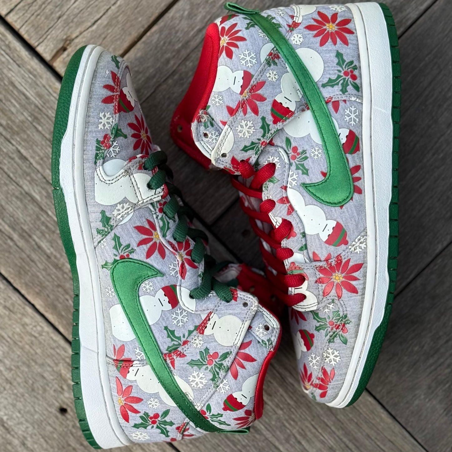 Nike SB Dunk High Grey Ugly Christmas Sweater Size 9.5