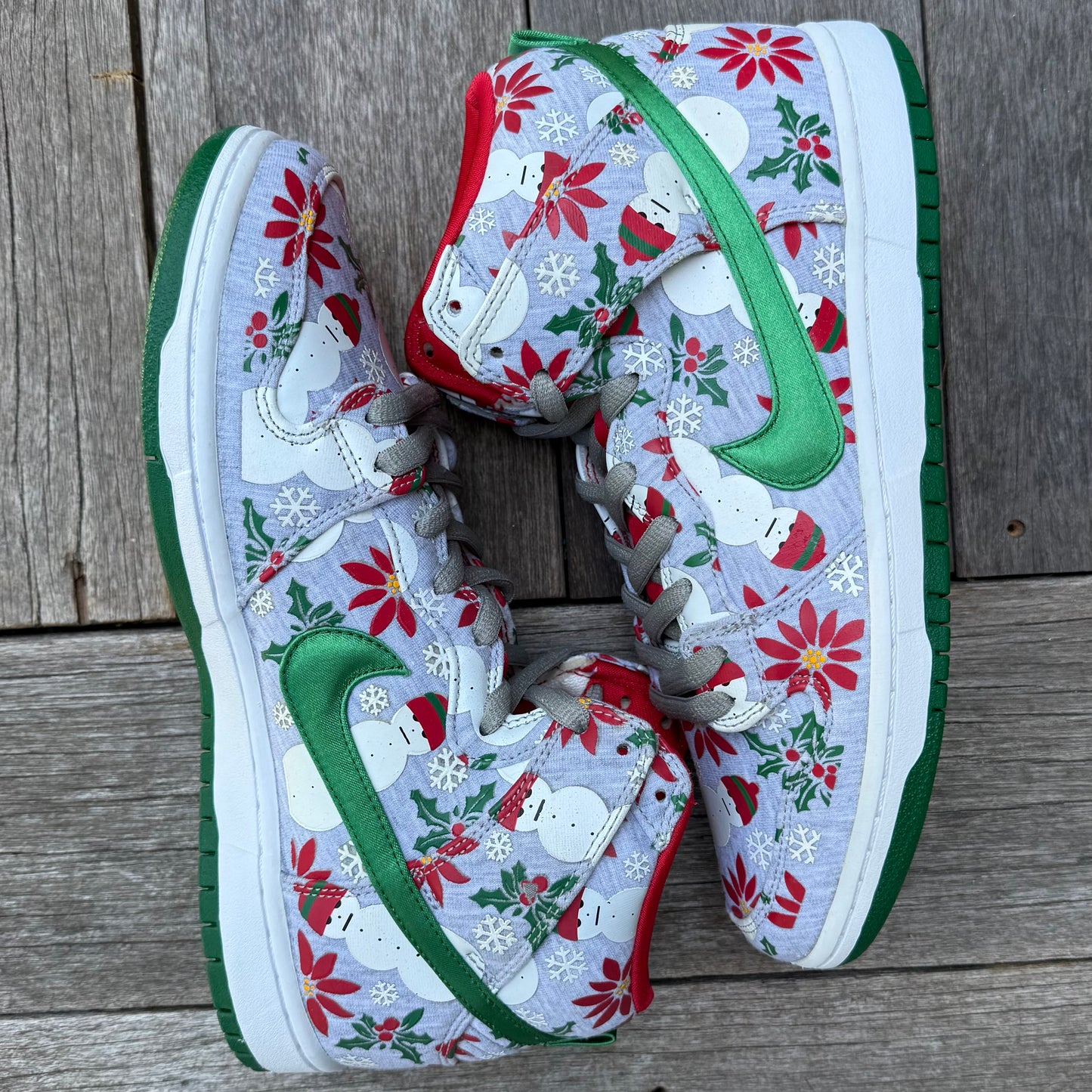 Nike SB Dunk High Ugly Christmas Sweater Grey Size 10.5