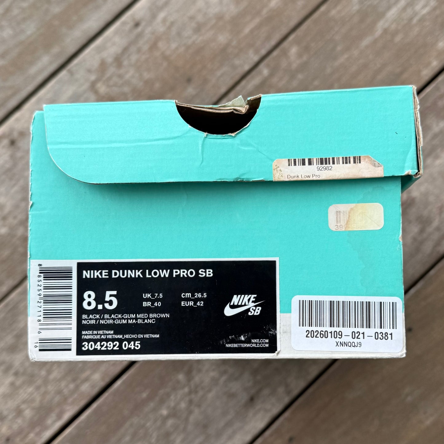 Nike SB Dunk Low Black Snake Gum Size 8.5