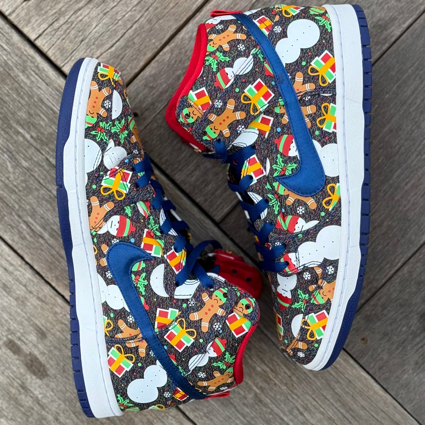 Nike SB Dunk High Ugly Christmas Sweater Blue Size 10