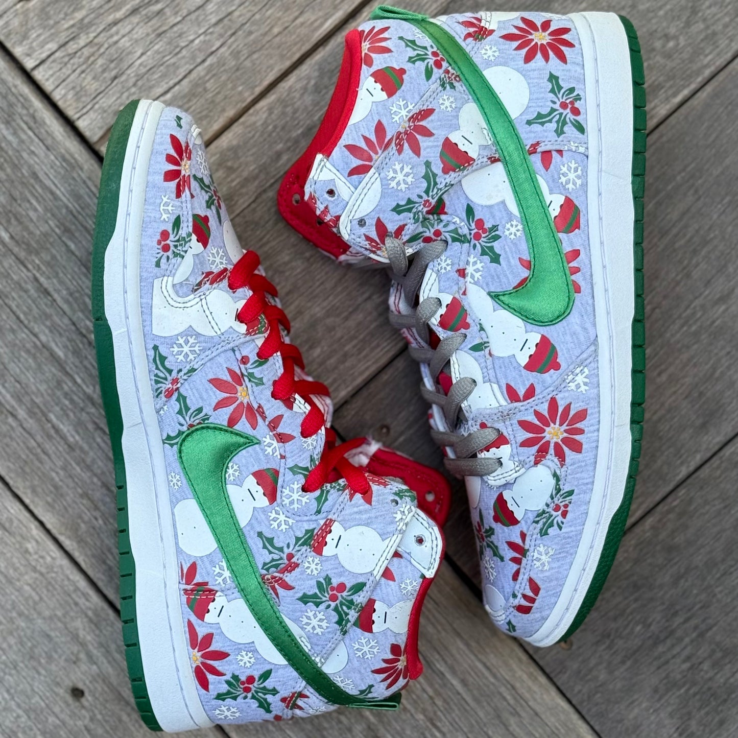 Nike SB Dunk High Grey Ugly Christmas Sweater Size 10