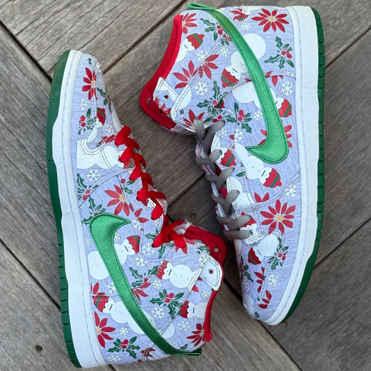 Nike SB Dunk High Grey Ugly Christmas Sweater Size 10