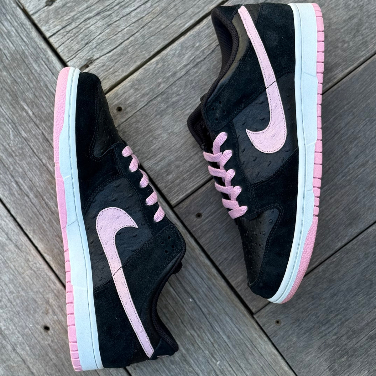 Nike Dunk Low 6.0 Black Perfect Pink Ostrich WMNS Size 12
