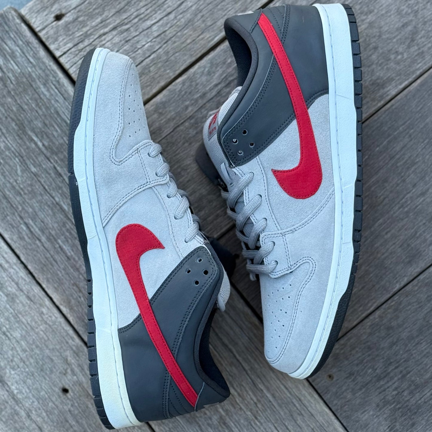 Nike SB Dunk Low Medium Grey Red Size 14