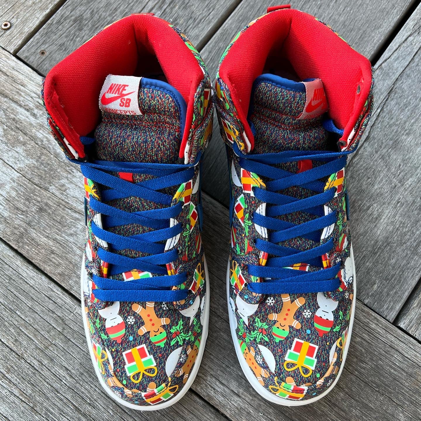 Nike SB Dunk High Ugly Christmas Sweater Blue Size 9.5 The SB Stockroom