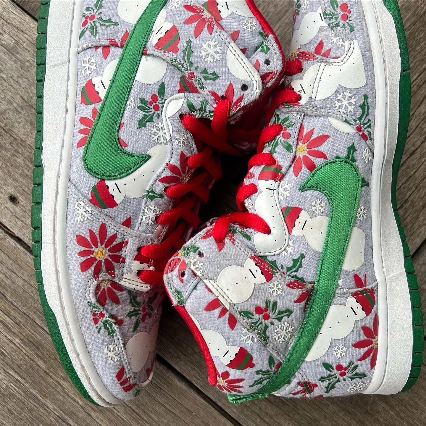 Nike SB Dunk High Ugly Christmas Sweater Grey Size 10