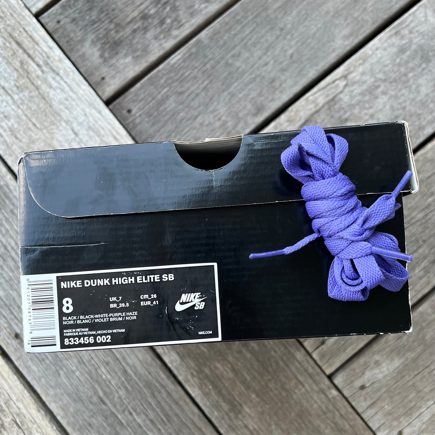 Nike SB Dunk High Black/Purple Box Size 8