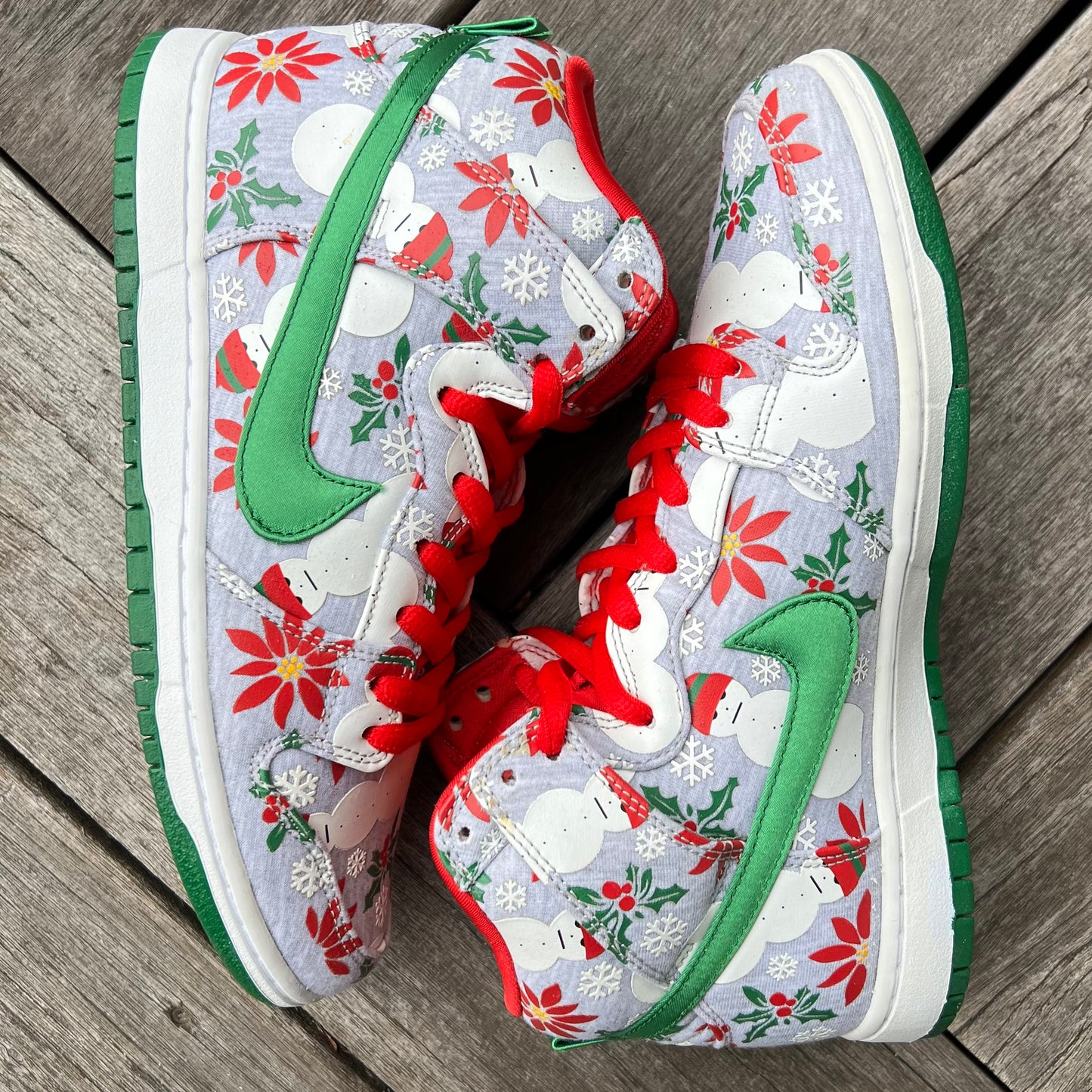 Nike SB Dunk High Ugly Christmas Sweater Grey Size 8.5