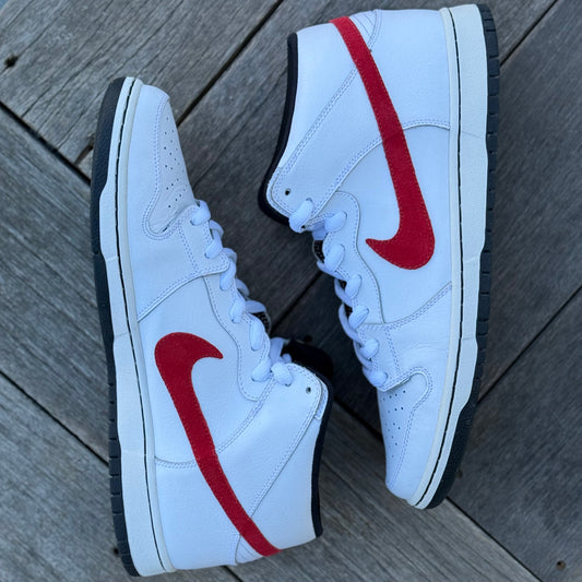 Nike SB Dunk Mid White Sport Red Black Size 13