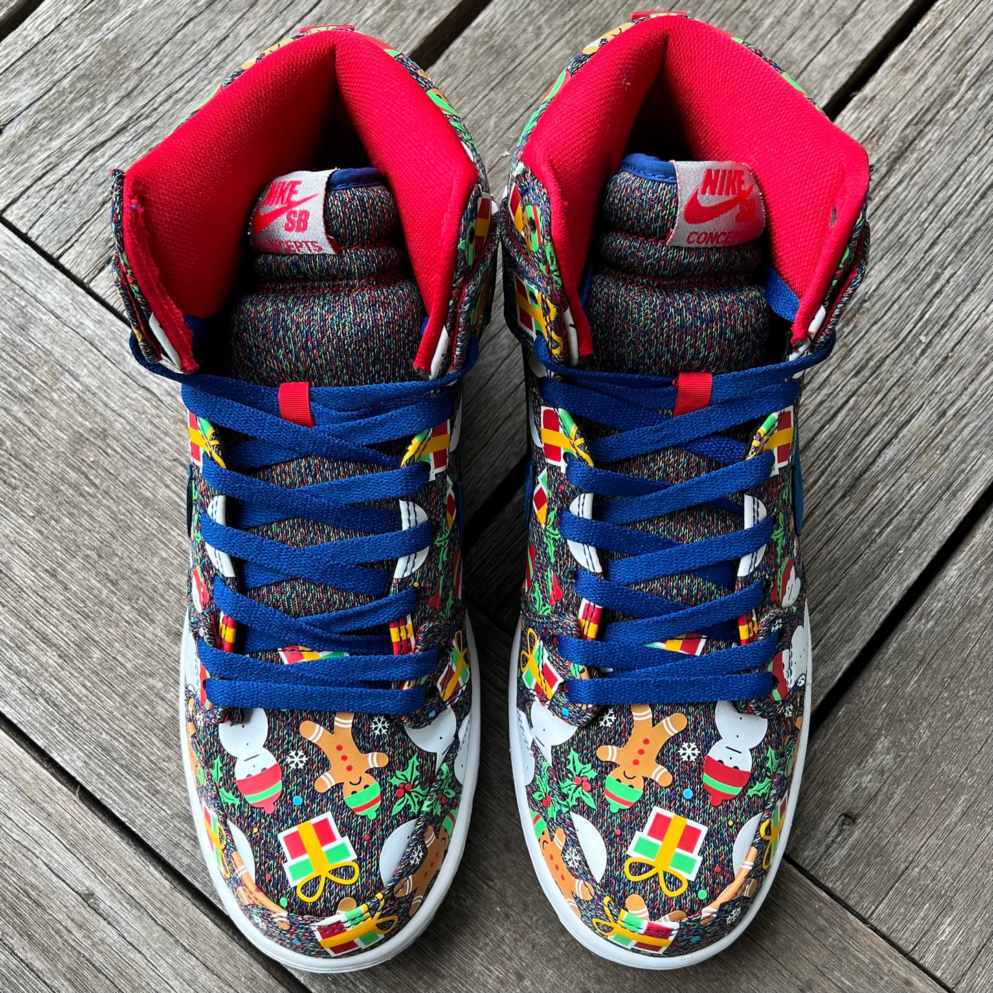 Nike SB Dunk High Ugly Christmas Sweater Blue Size 9.5