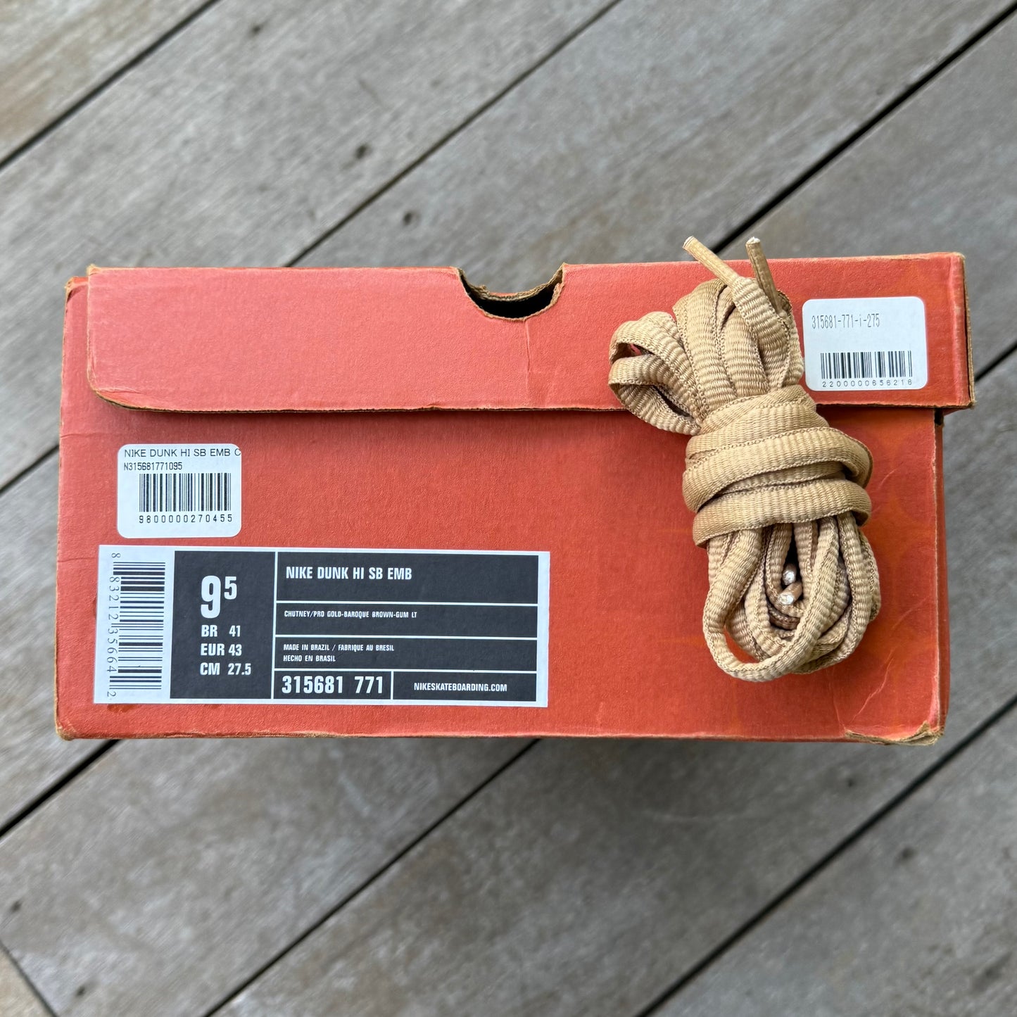 Nike SB Dunk High EMB Wheat Brazil Size 9.5