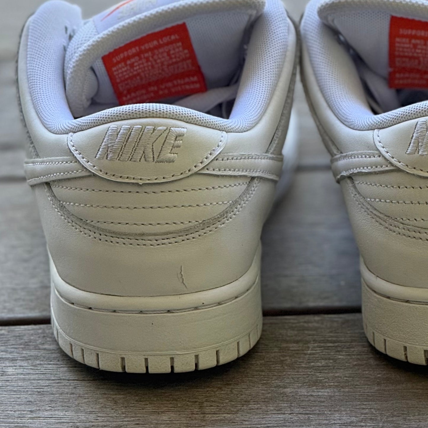 Nike SB Dunk Low Triple White Orange Label Size 9