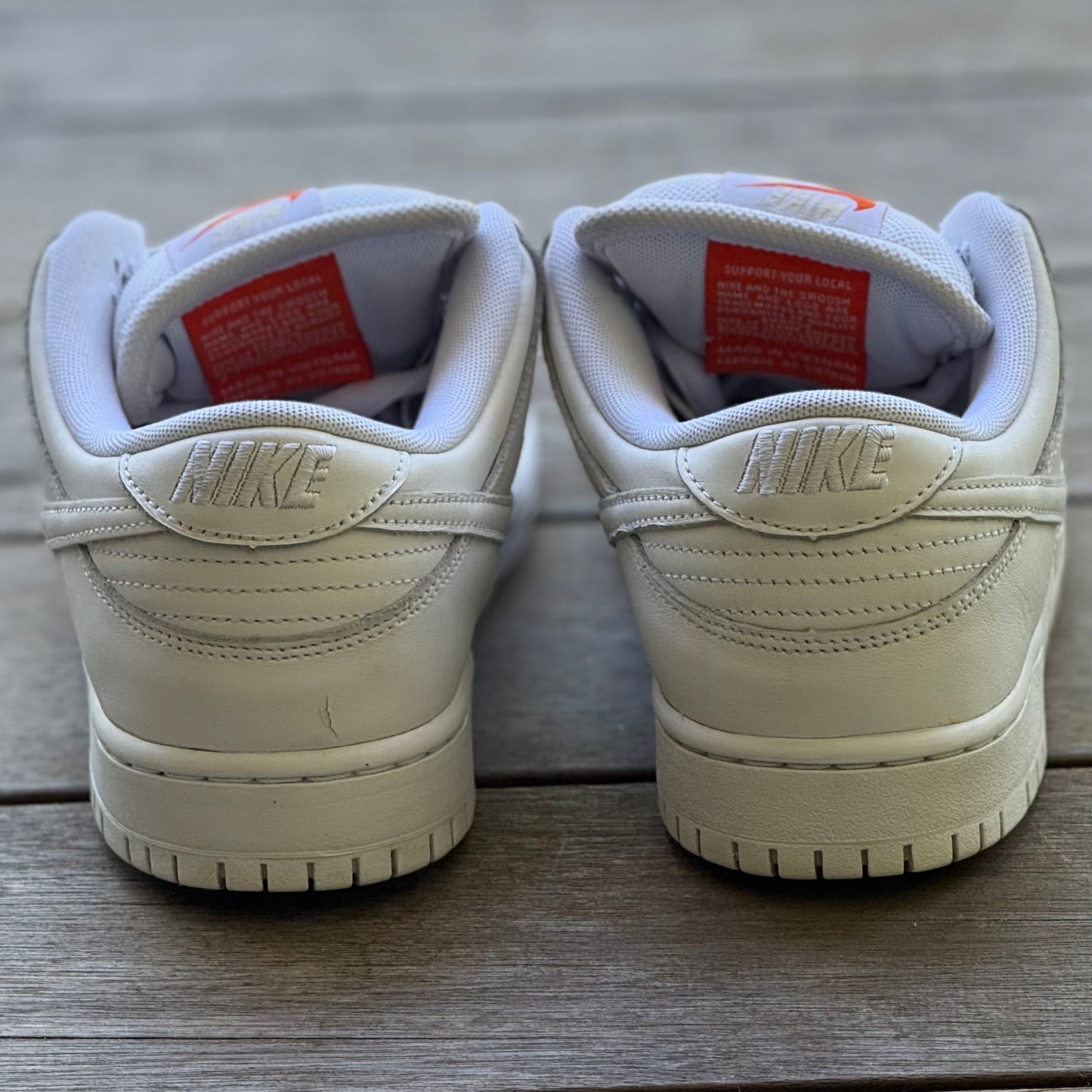 Nike SB Dunk Low Triple White Orange Label Size 9