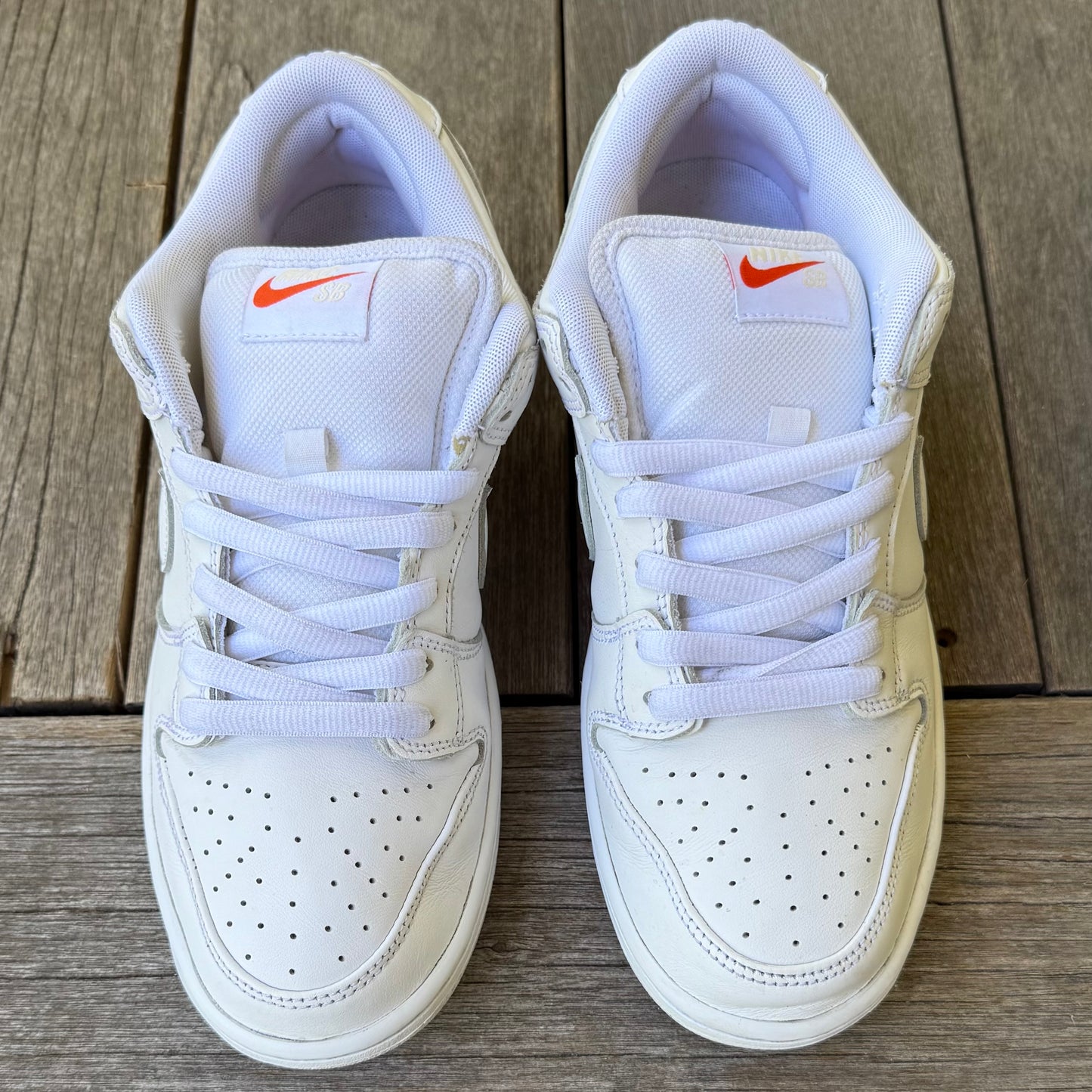 Nike SB Dunk Low Triple White Orange Label Size 9