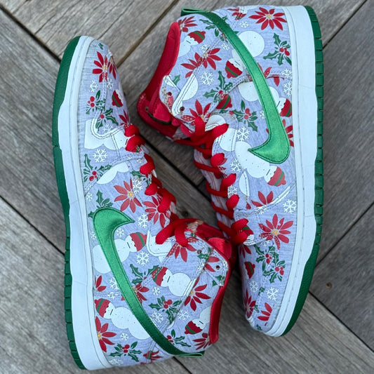 Nike SB Dunk High Ugly Christmas Sweater Grey Size 12