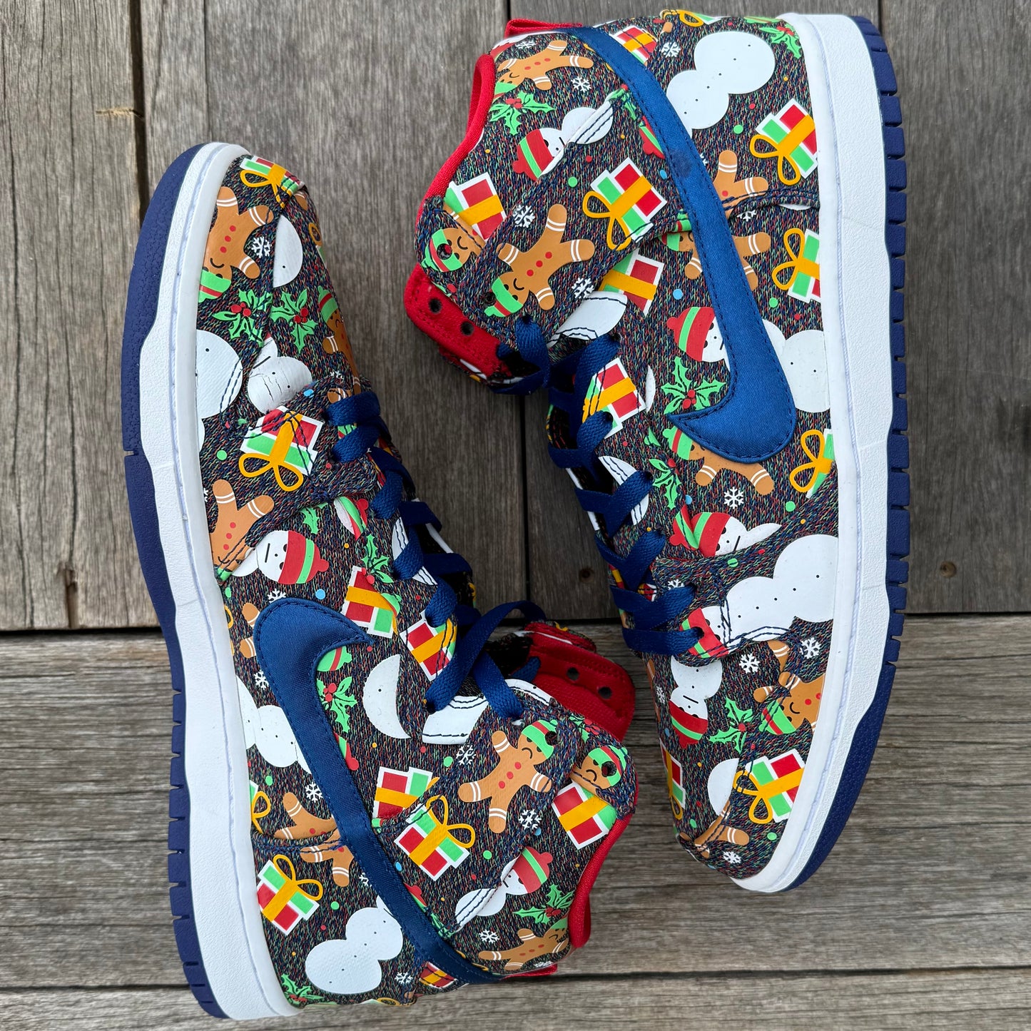 Nike SB Dunk High Ugly Christmas Sweater Blue Size 10