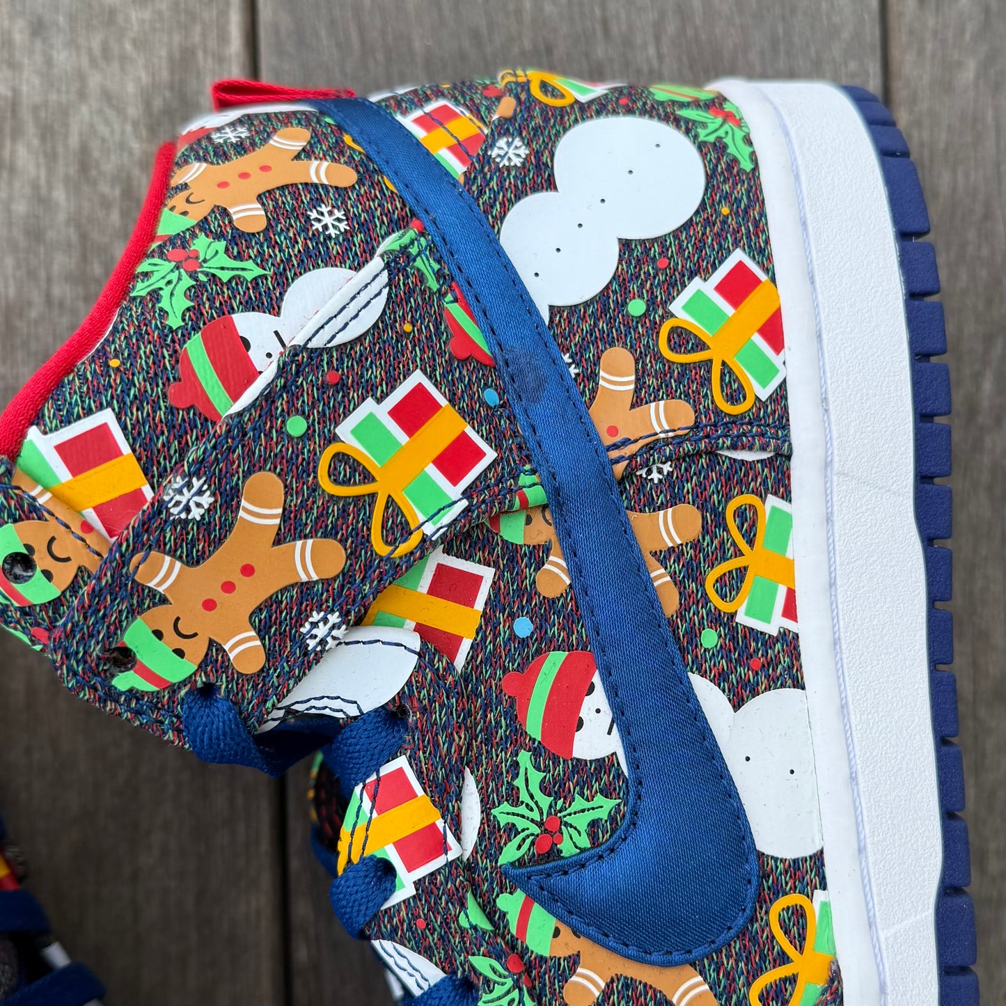 Nike SB Dunk High Ugly Christmas Sweater Blue Size 10