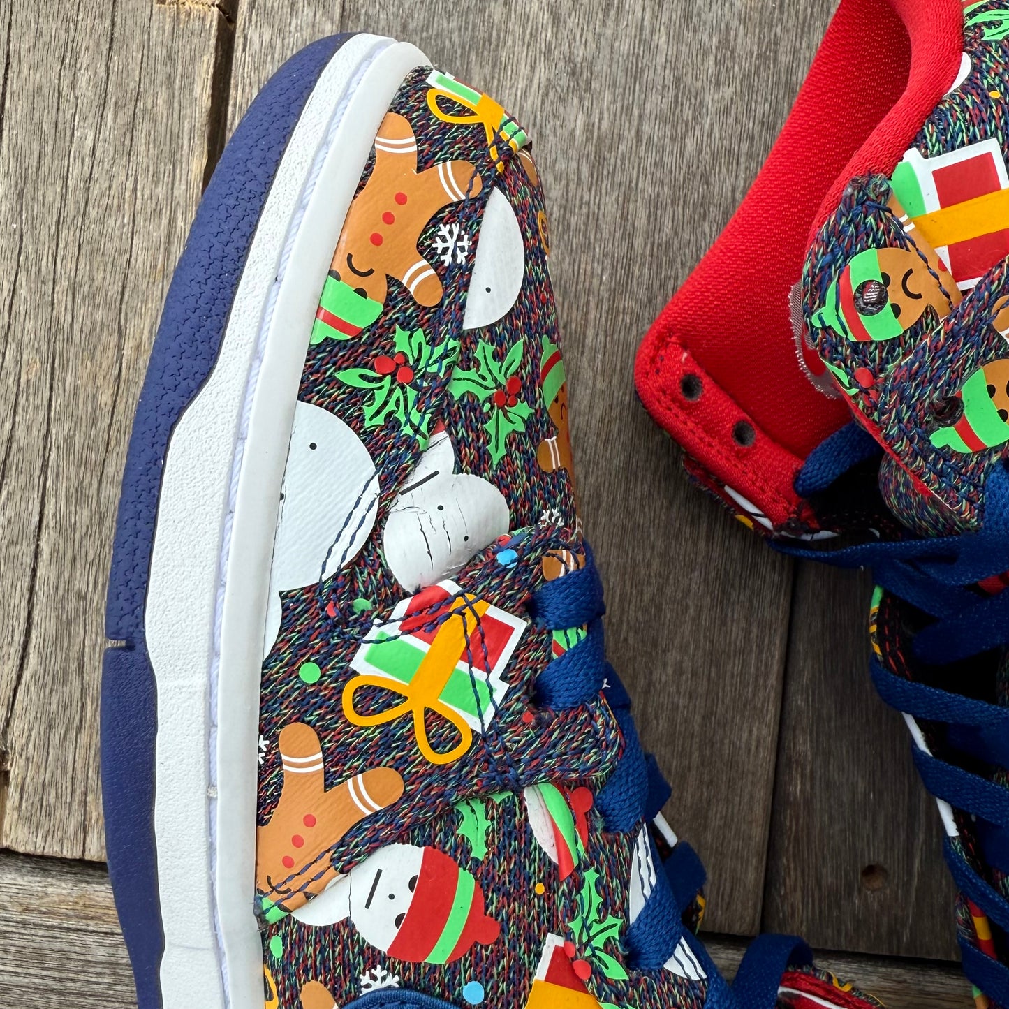 Nike SB Dunk High Ugly Christmas Sweater Blue Size 10
