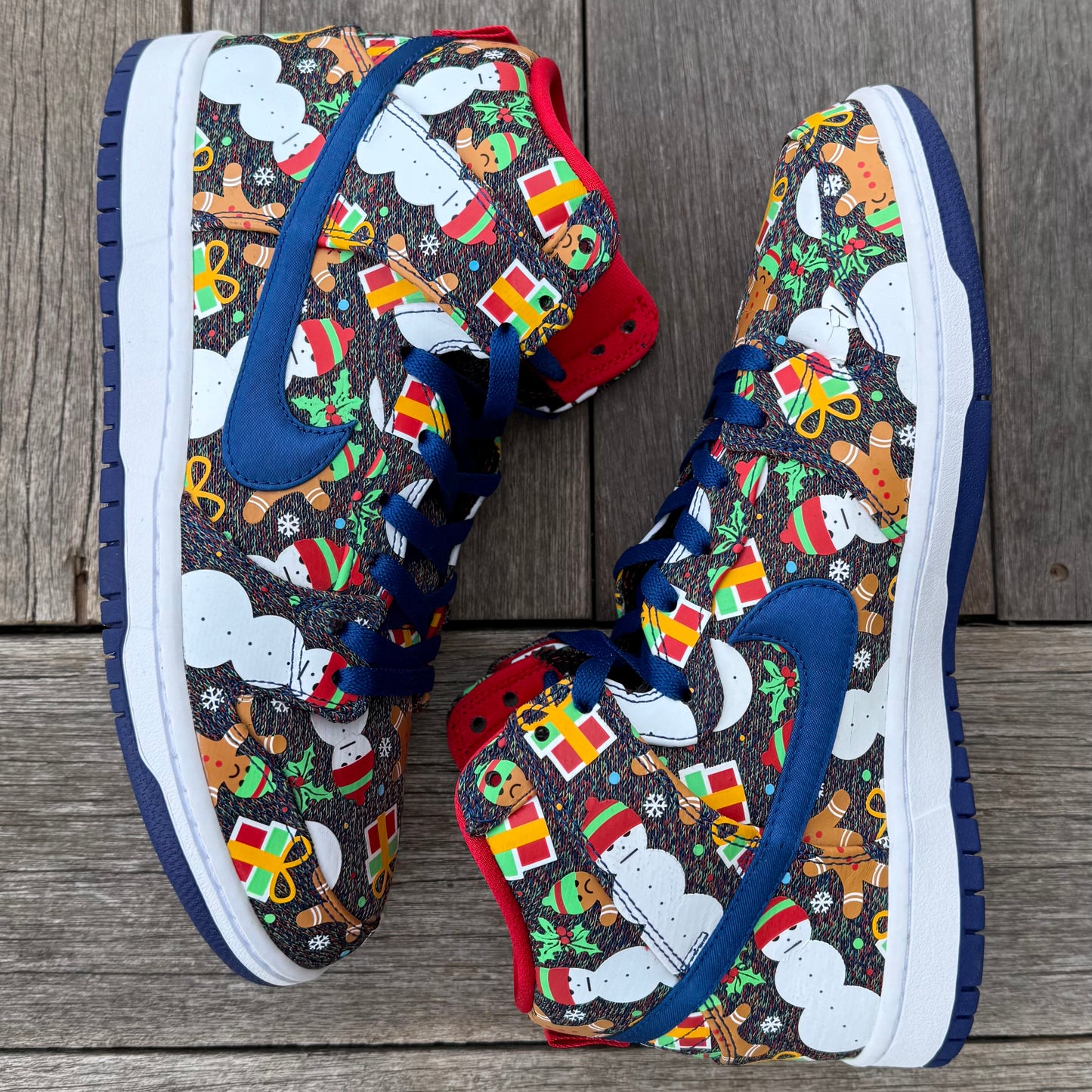 Nike SB Dunk High Ugly Christmas Sweater Blue Size 10