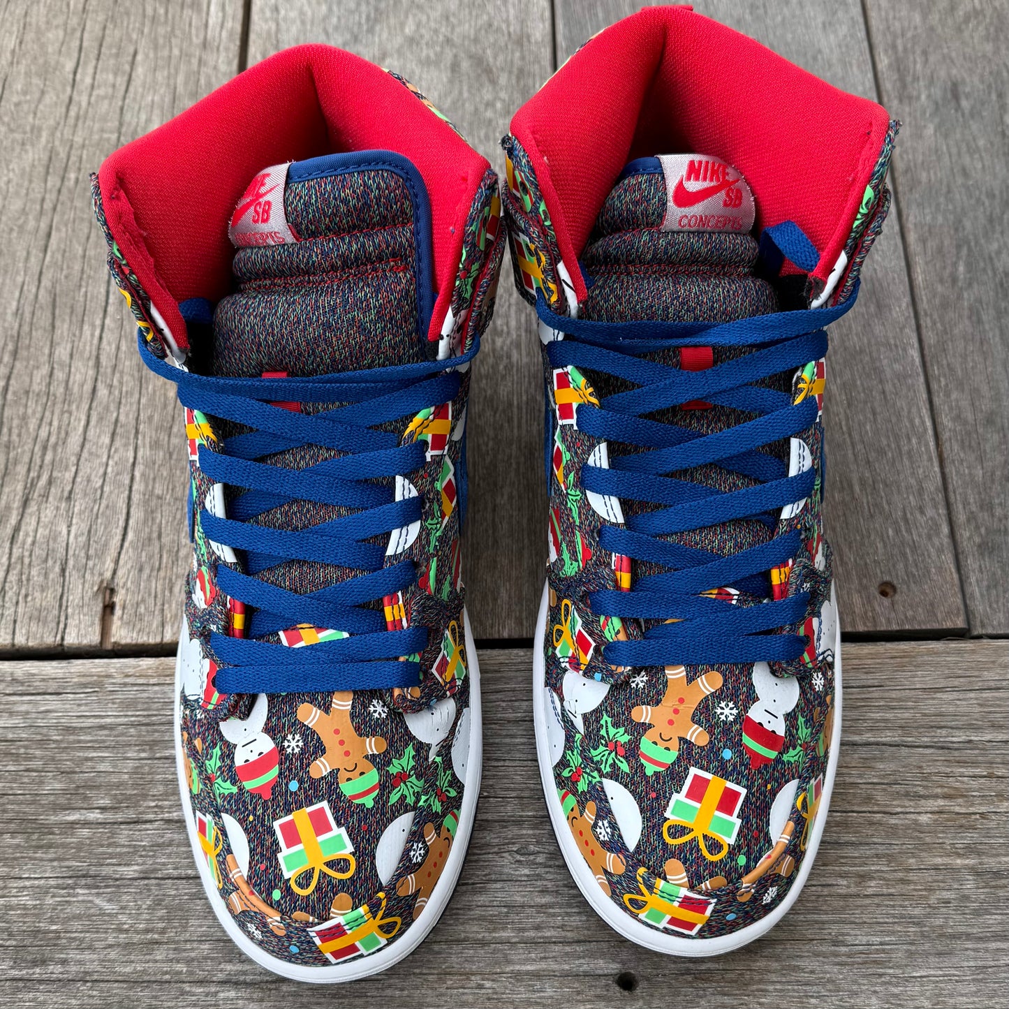 Nike SB Dunk High Ugly Christmas Sweater Blue Size 10