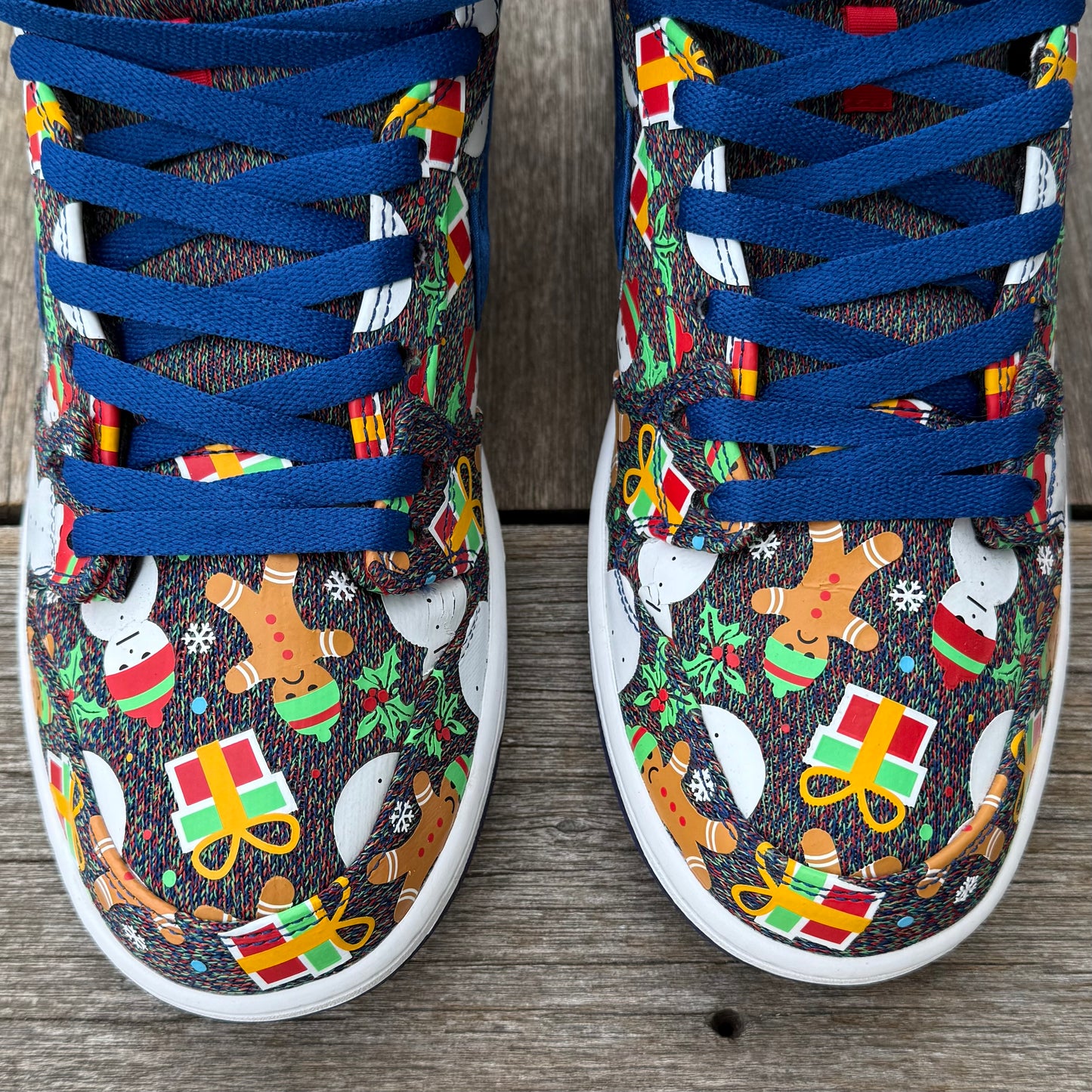 Nike SB Dunk High Ugly Christmas Sweater Blue Size 10