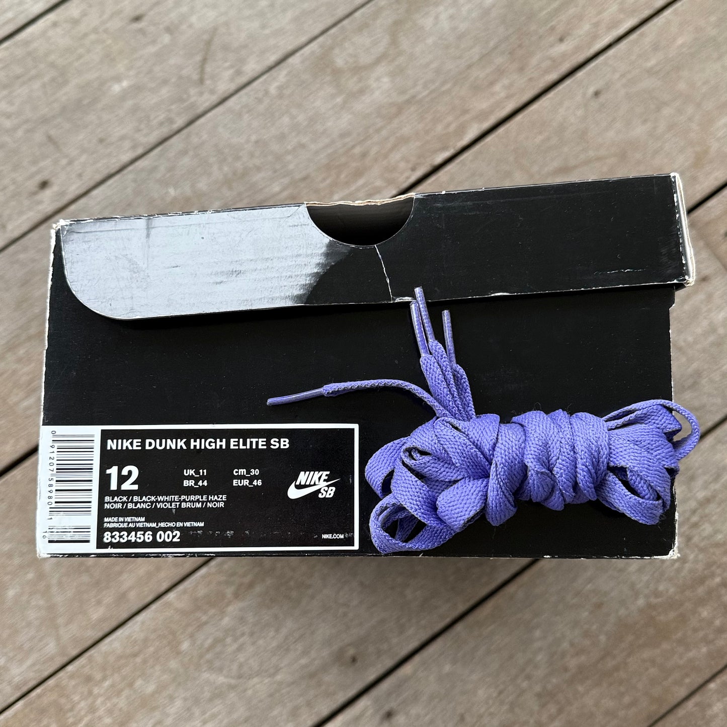 Nike SB Dunk High Black/Purple Box Size 12