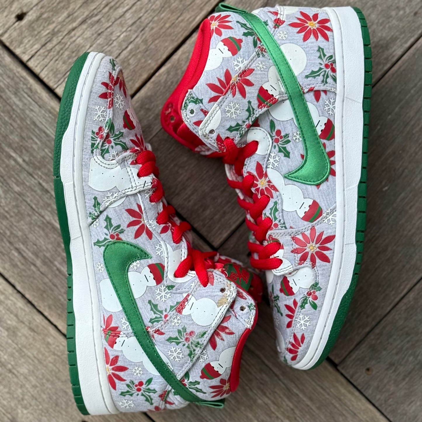 Nike SB Dunk High Ugly Christmas Sweater Grey Size 9