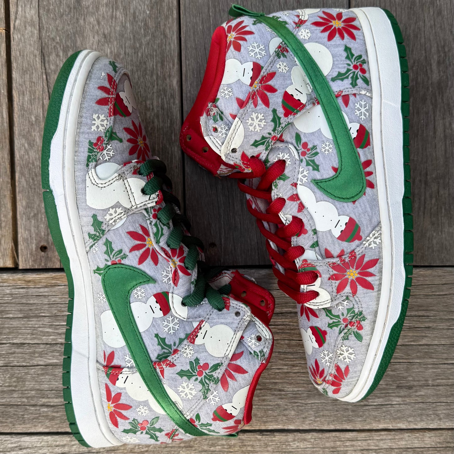 Nike SB Dunk High Grey Ugly Christmas Sweater Size 9.5