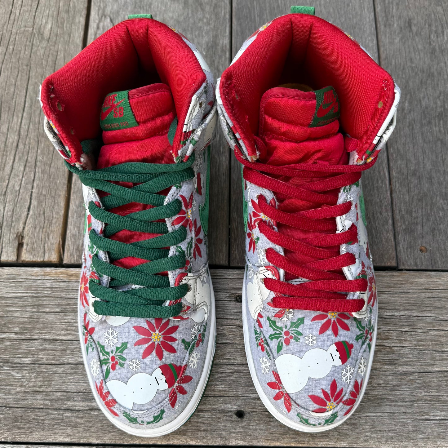 Nike SB Dunk High Grey Ugly Christmas Sweater Size 9.5