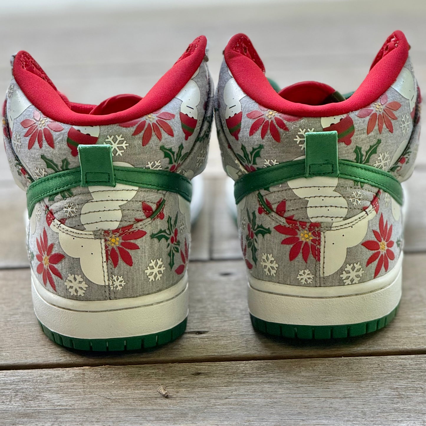 Nike SB Dunk High Grey Ugly Christmas Sweater Size 9.5