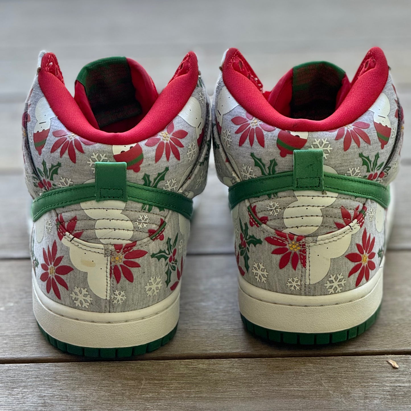 Nike SB Dunk High Grey Ugly Christmas Sweater Size 10