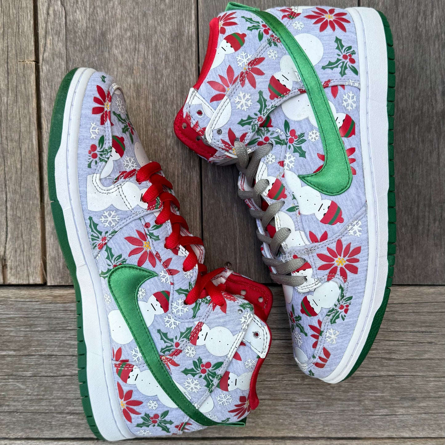 Nike SB Dunk High Grey Ugly Christmas Sweater Size 10