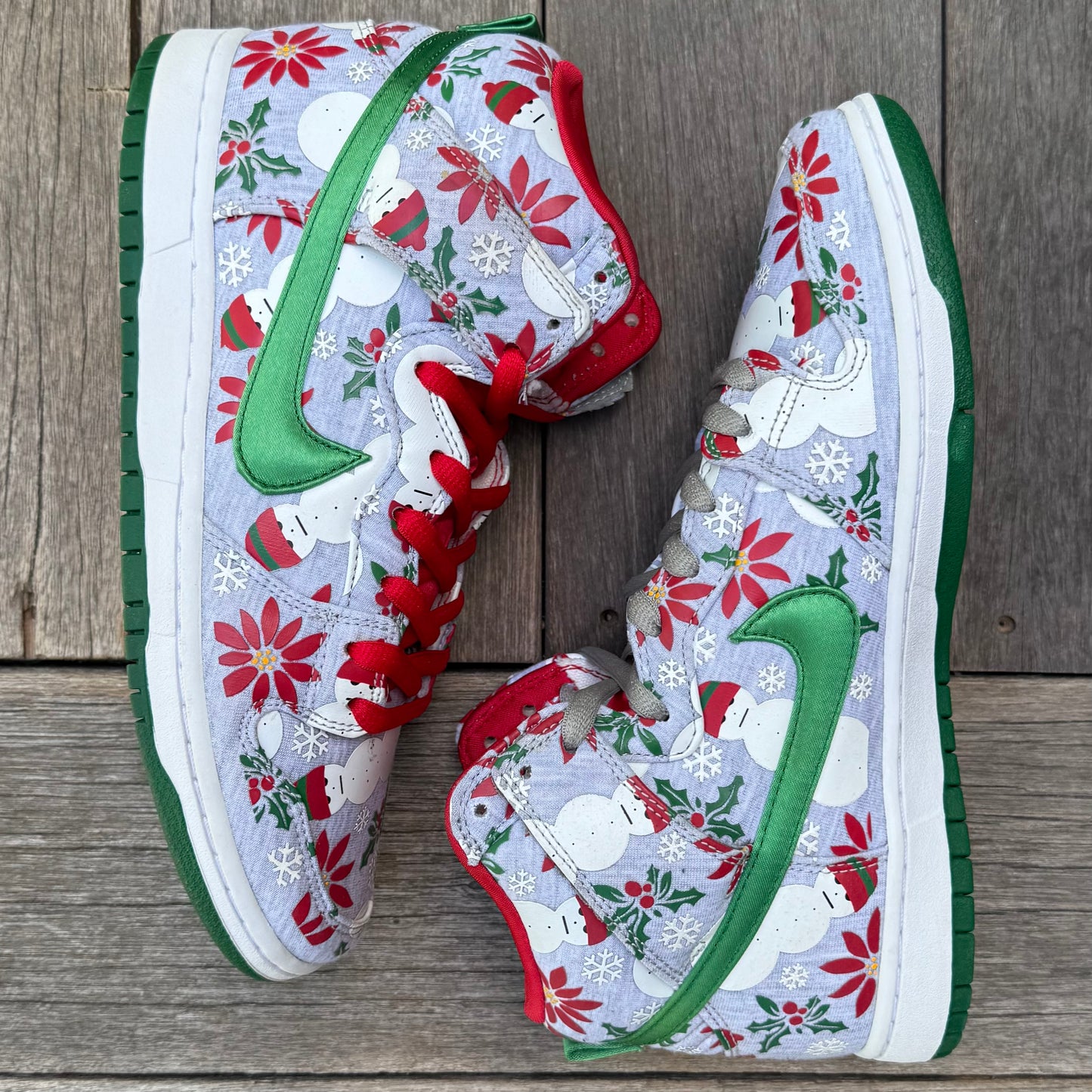 Nike SB Dunk High Grey Ugly Christmas Sweater Size 10