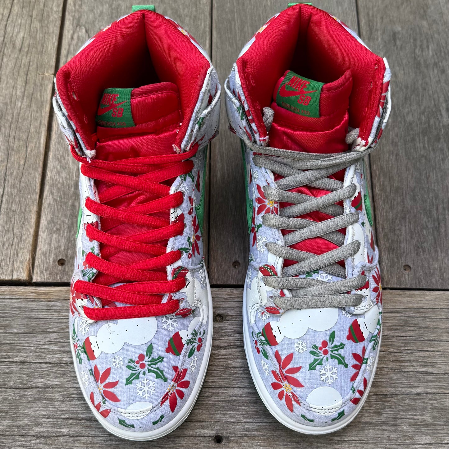 Nike SB Dunk High Grey Ugly Christmas Sweater Size 10